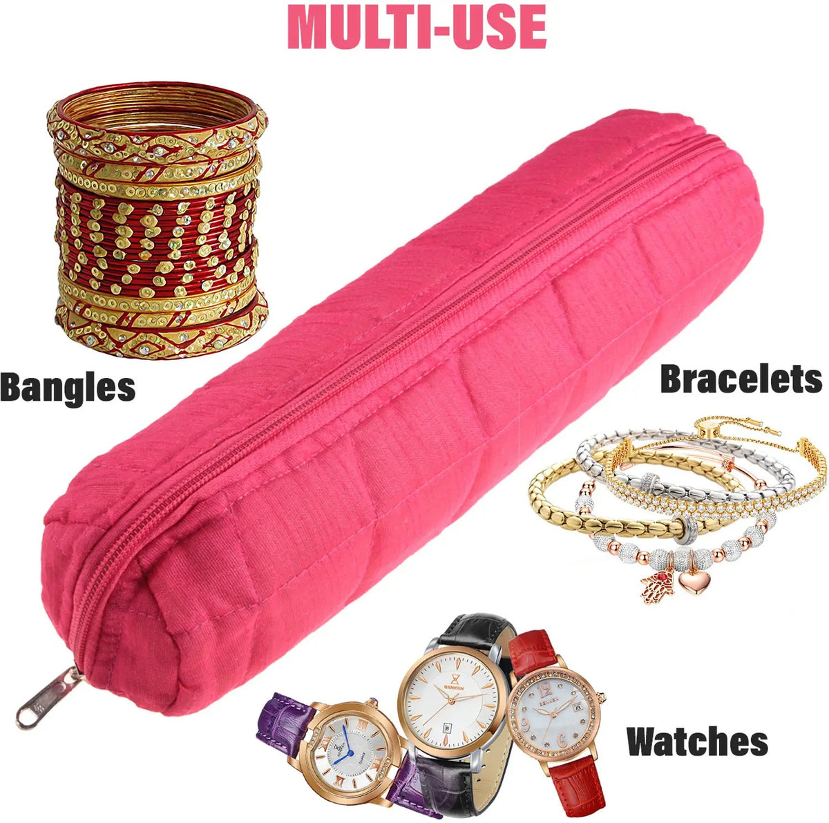 MUFASA Bangle Pouch | Watch Organizer cum Bangle Pouch | Travelling Bracelets and Bangle Organizer with Zipper