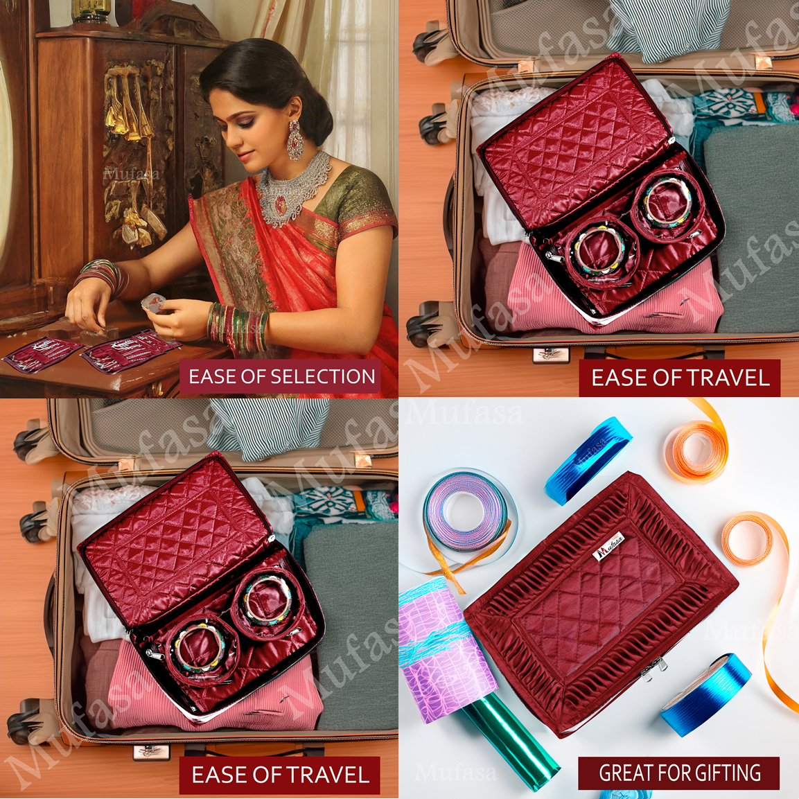 Mufasa 12 Pocket Jewellery Organiser Box | Handcrafted Jewellery Storage with Individual Pouches