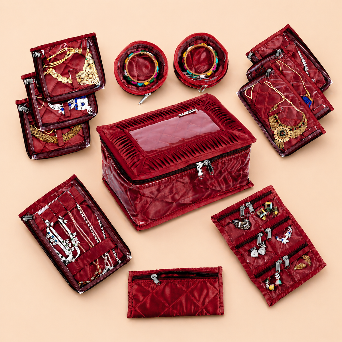 Mufasa 12 Pocket Jewellery Organiser Box | Handcrafted Jewellery Storage with Individual Pouches