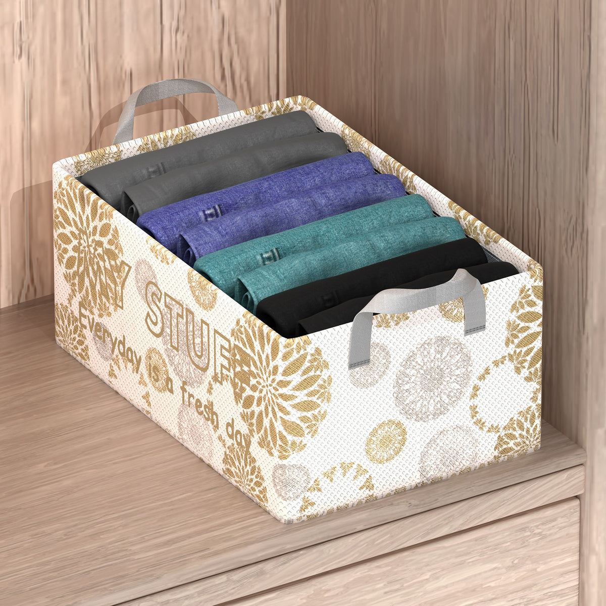 Mufasa 26L Open Storage Box with Handle | Breathable Fabric Storage Organizer with Metal Support Rods | Multipurpose Storage for Clothes, Toys & Books
