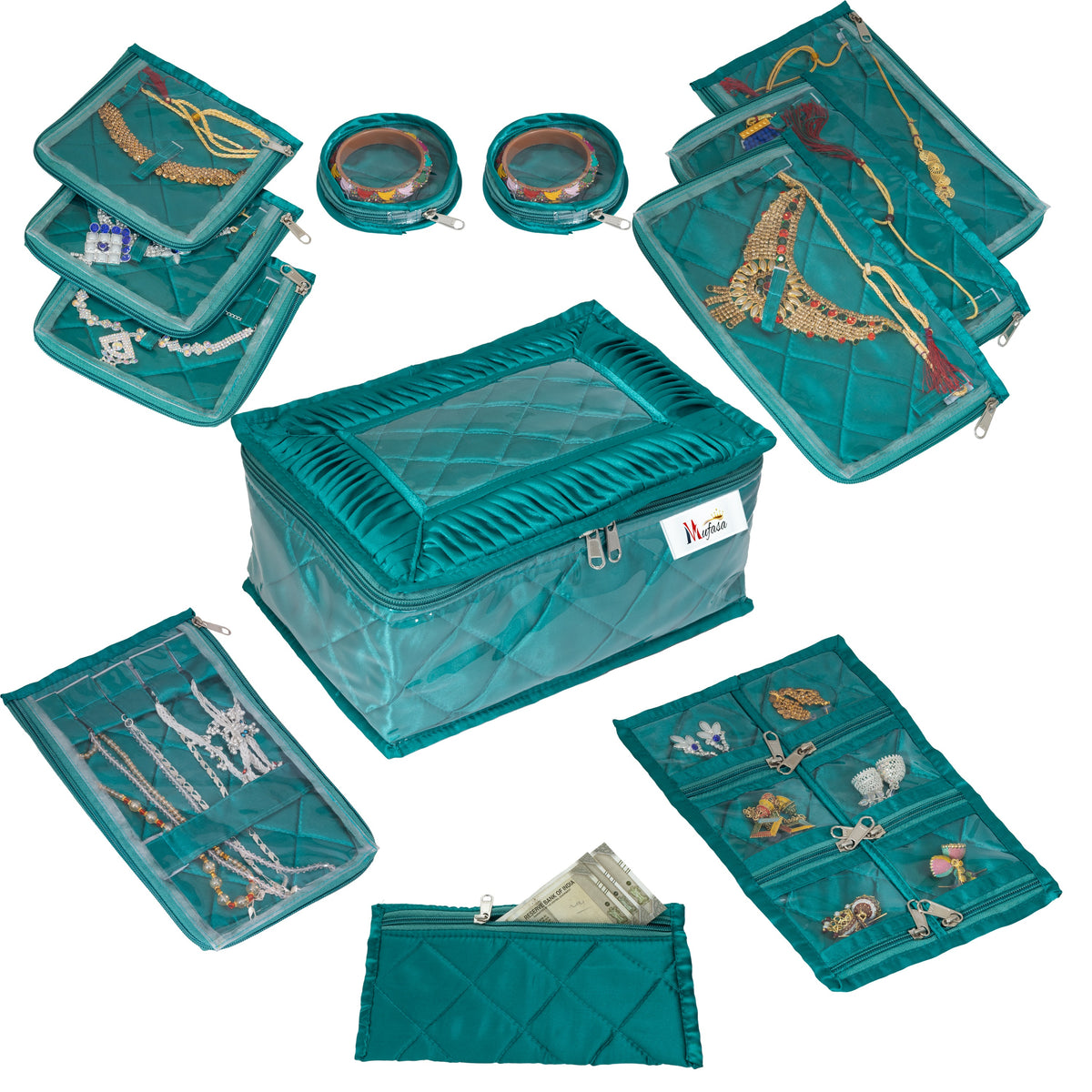 Mufasa 12 Pocket Jewellery Organiser Box | Handcrafted Jewellery Storage with Individual Pouches