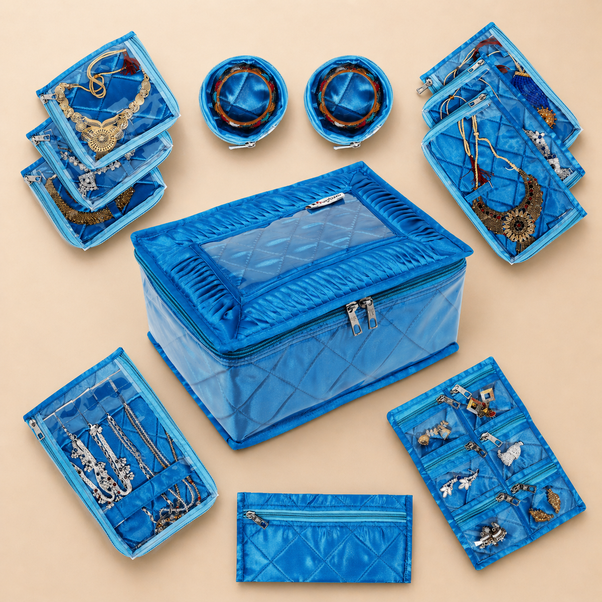 Mufasa 12 Pocket Jewellery Organiser Box | Handcrafted Jewellery Storage with Individual Pouches