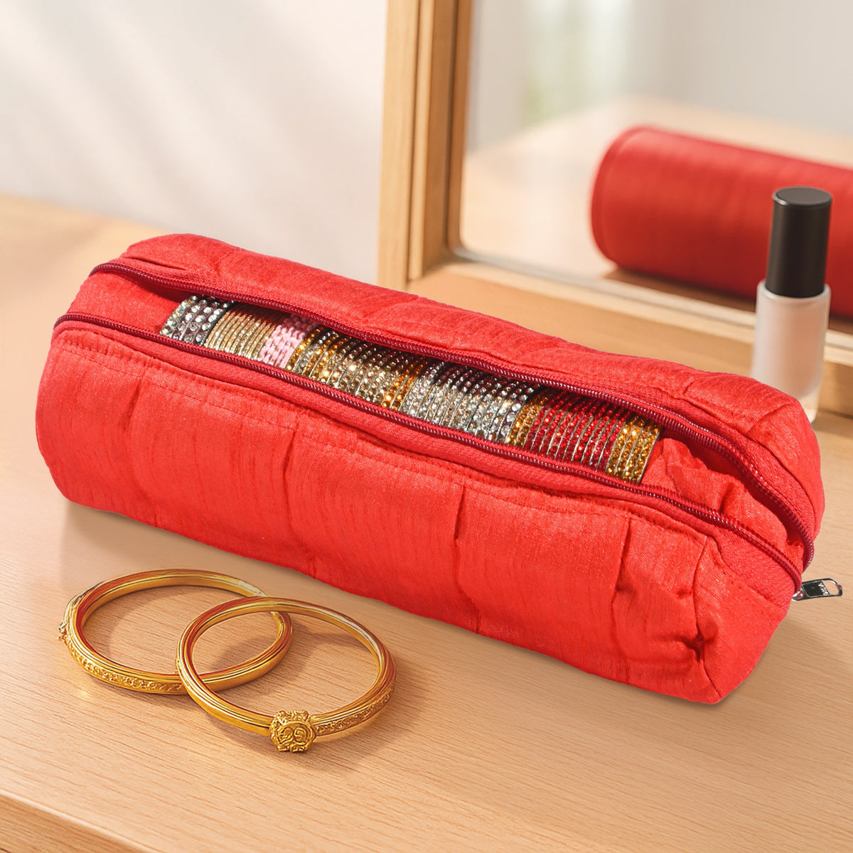 MUFASA Bangle Pouch | Watch Organizer cum Bangle Pouch | Travelling Bracelets and Bangle Organizer with Zipper