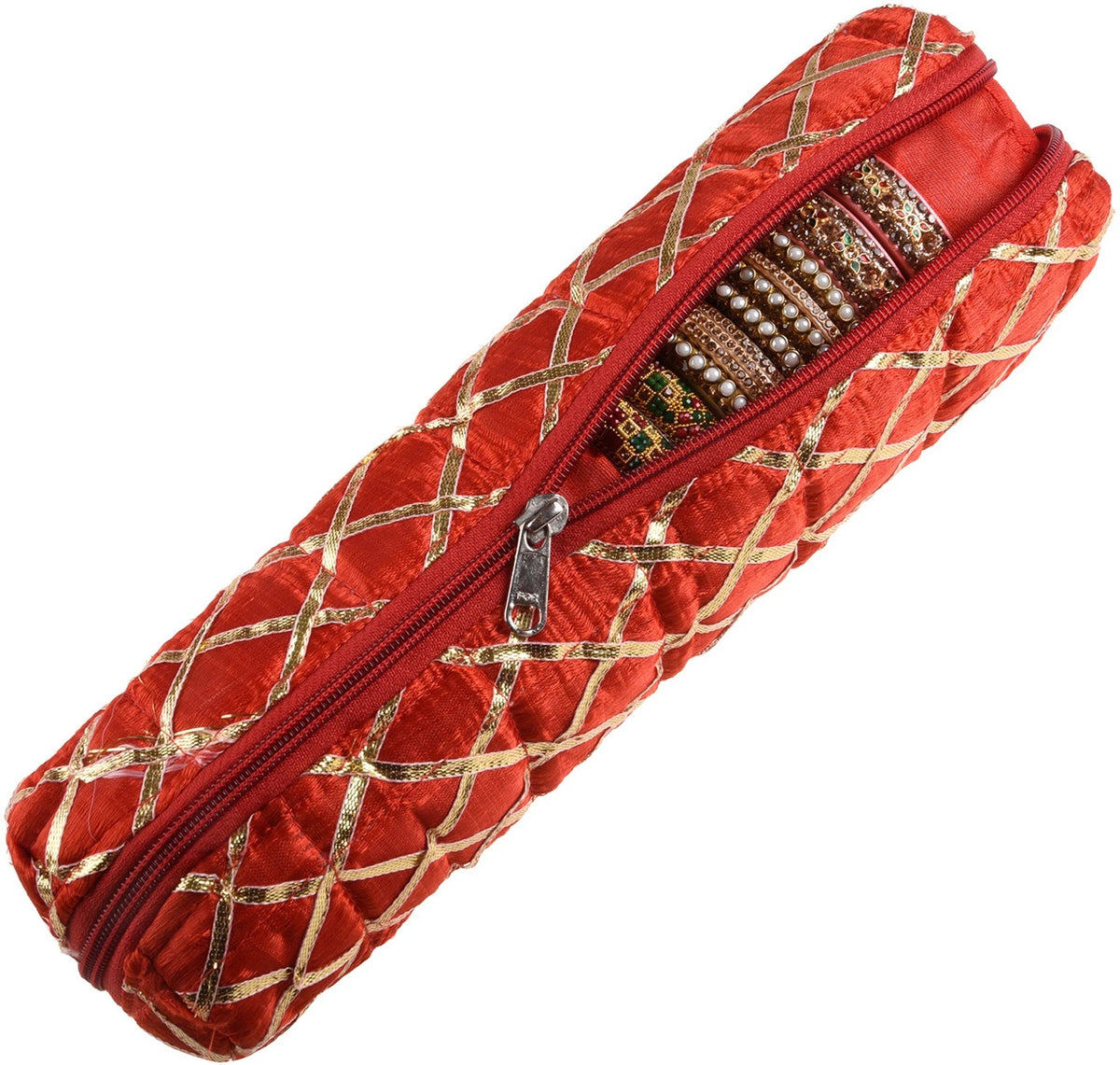 Mufasa Handicrafts Single Rod Bangle Pouch | Polyester Watch Organizer for Small Jewellery | Travelling Bracelets and Bangle Organizer with Zipper.