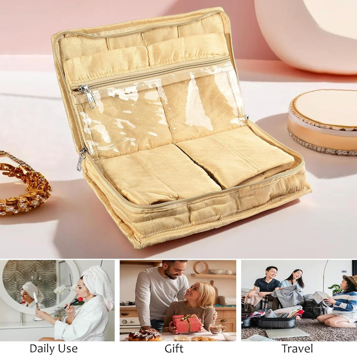 Mufasa Brocade 7 Pocket Medium Jewellery Kit | Handcrafted Jewellery Organiser