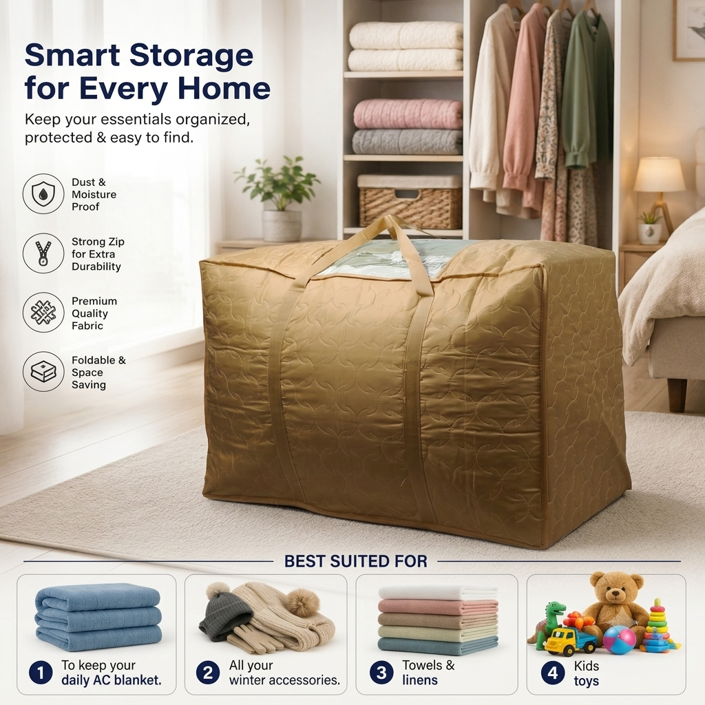 Mufasa 113L Blanket Storage Bag | Large Handcrafted Cover for Quilts, Razais & Comforters