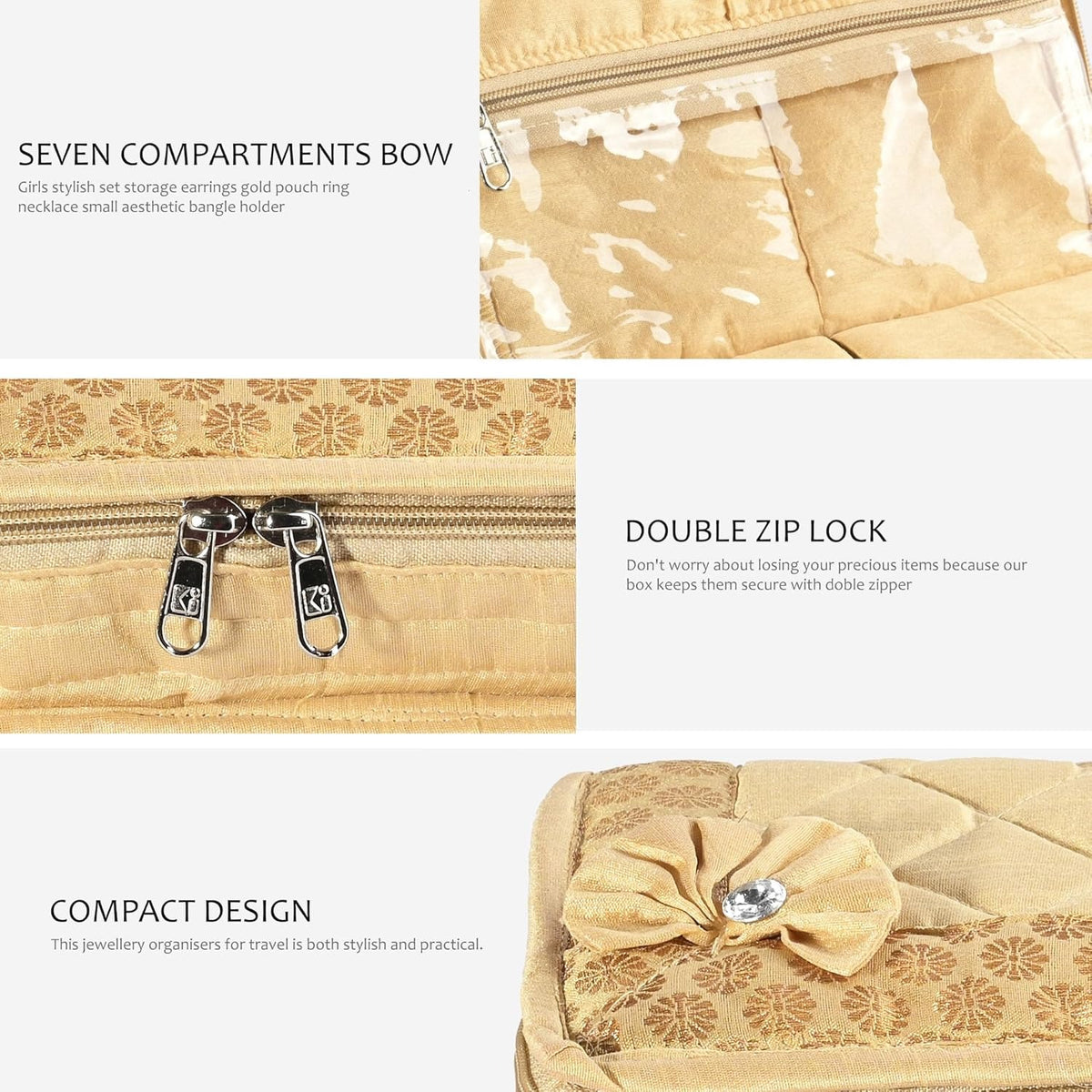 Mufasa Brocade 7 Pocket Medium Jewellery Kit | Handcrafted Jewellery Organiser