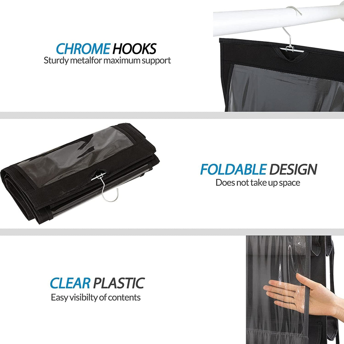 Mufasa 6 Pocket Hanging Purse & Handbag Organizer, Foldable Large Clear Storage Bag, Anti-Dust Closet & Wardrobe Organizer