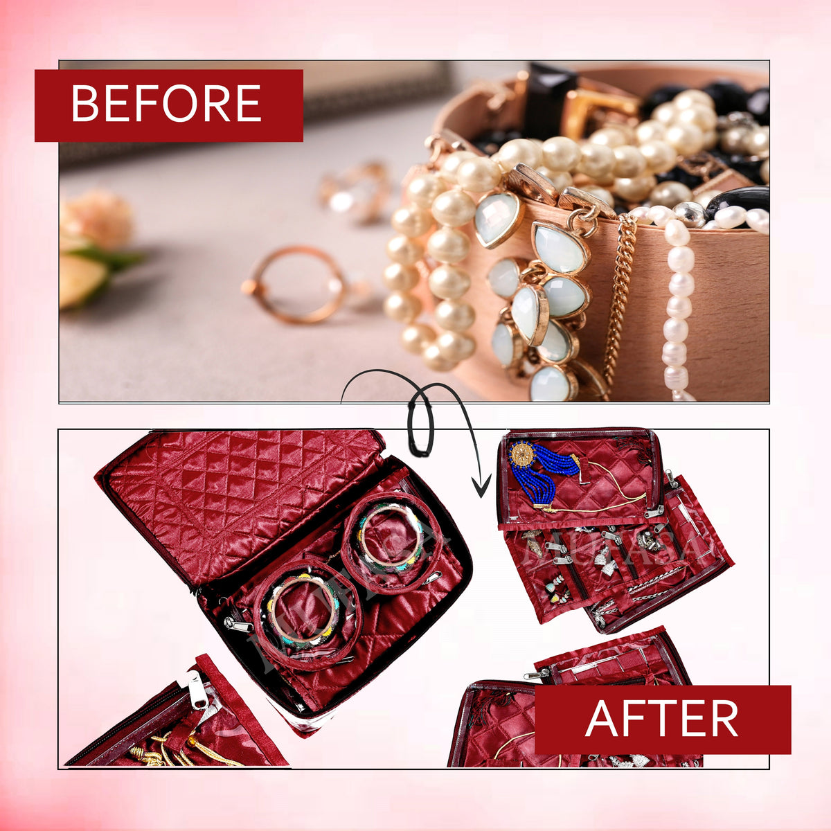 Mufasa 12 Pocket Jewellery Organiser Box | Handcrafted Jewellery Storage with Individual Pouches