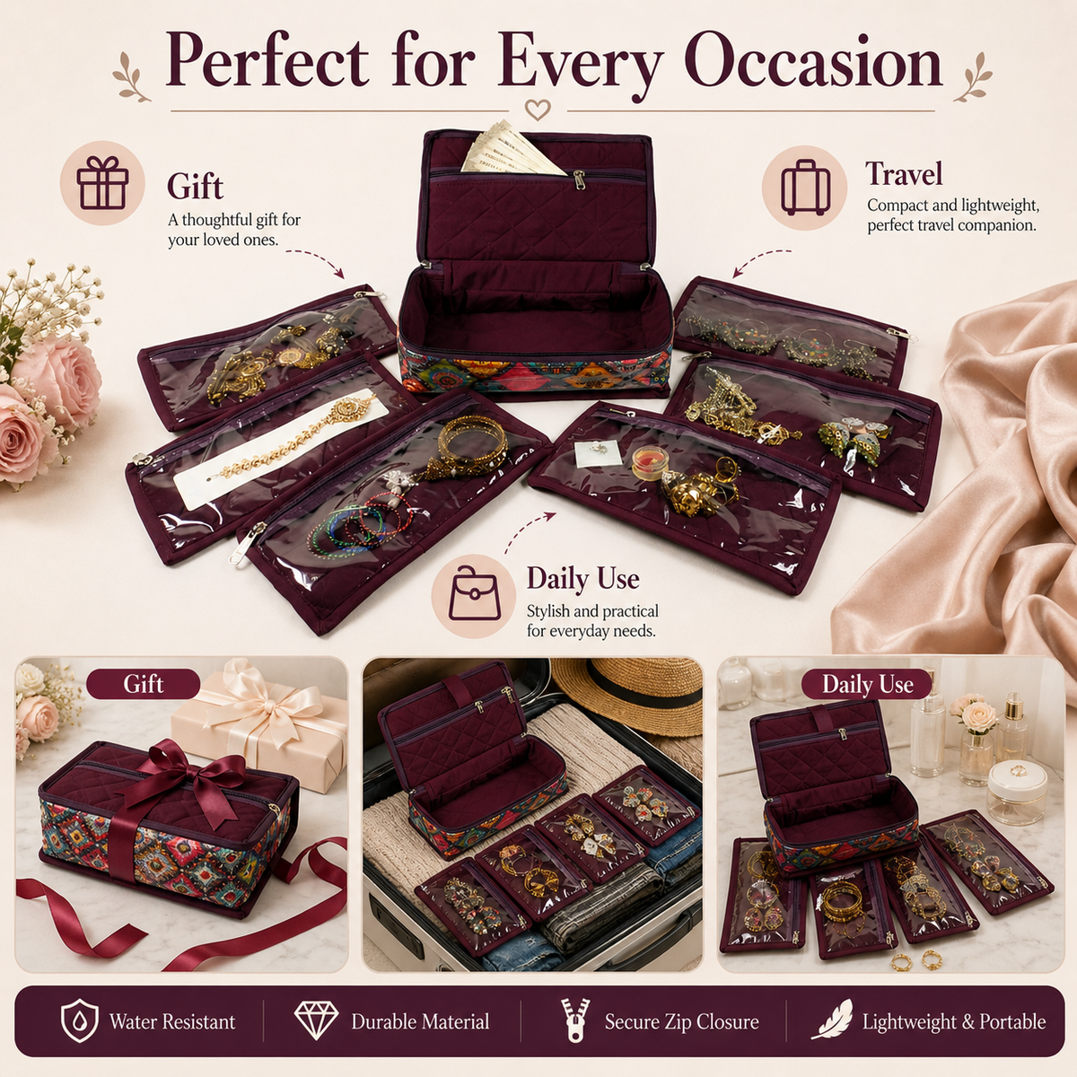 Jewellery Organiser with 7 Pockets