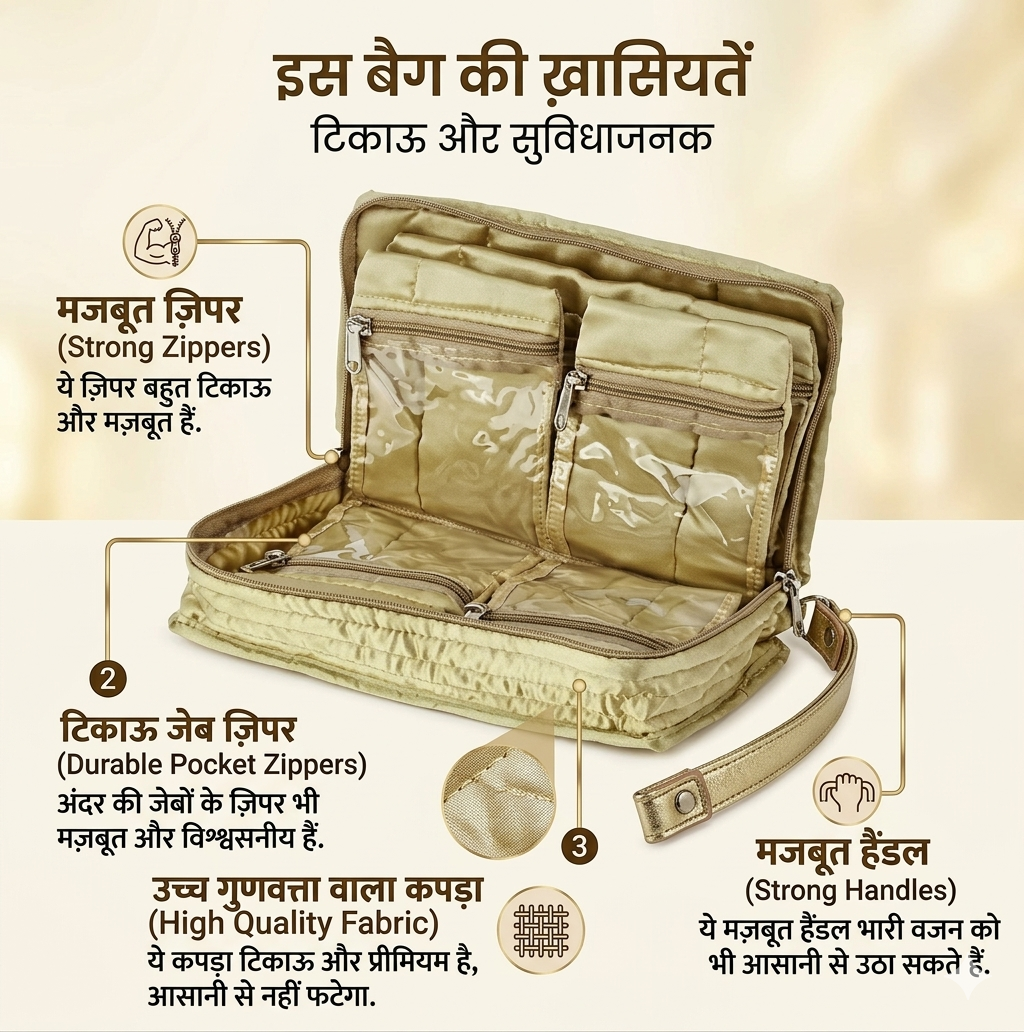Mufasa Satin 7 Pocket Medium Jewellery Kit | Handcrafted Jewellery Organiser