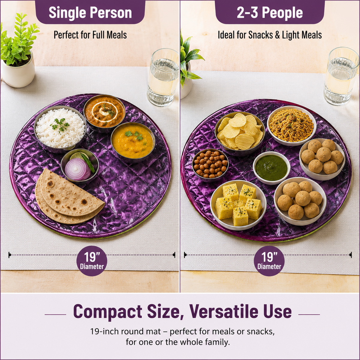 Mufasa Food Mate Round Foldable Waterproof Dining Mat for Family Meals, Floor Dining, Picnic & Outdoor Use, Reusable Food Mat for Home & Travel