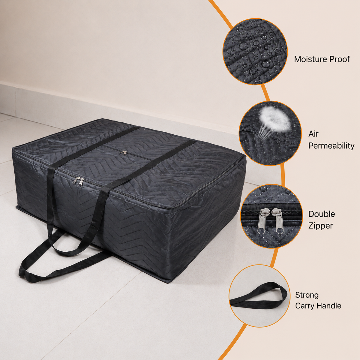 Mufasa 75L Zigzag Design Blanket Cover | Handcrafted Blanket Storage Bag