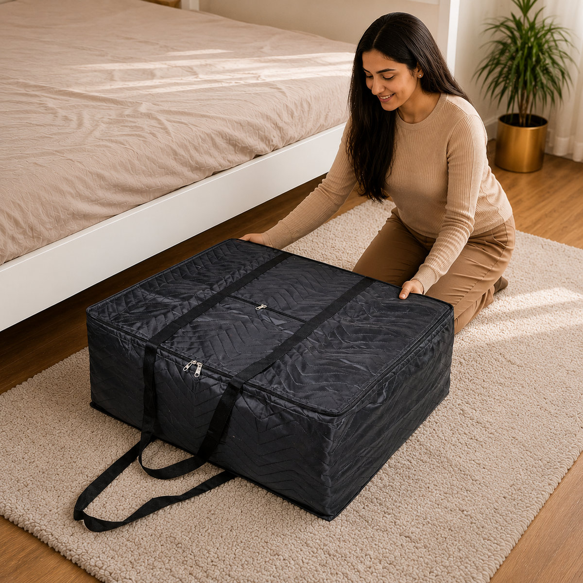 Mufasa 75L Zigzag Design Blanket Cover | Handcrafted Blanket Storage Bag