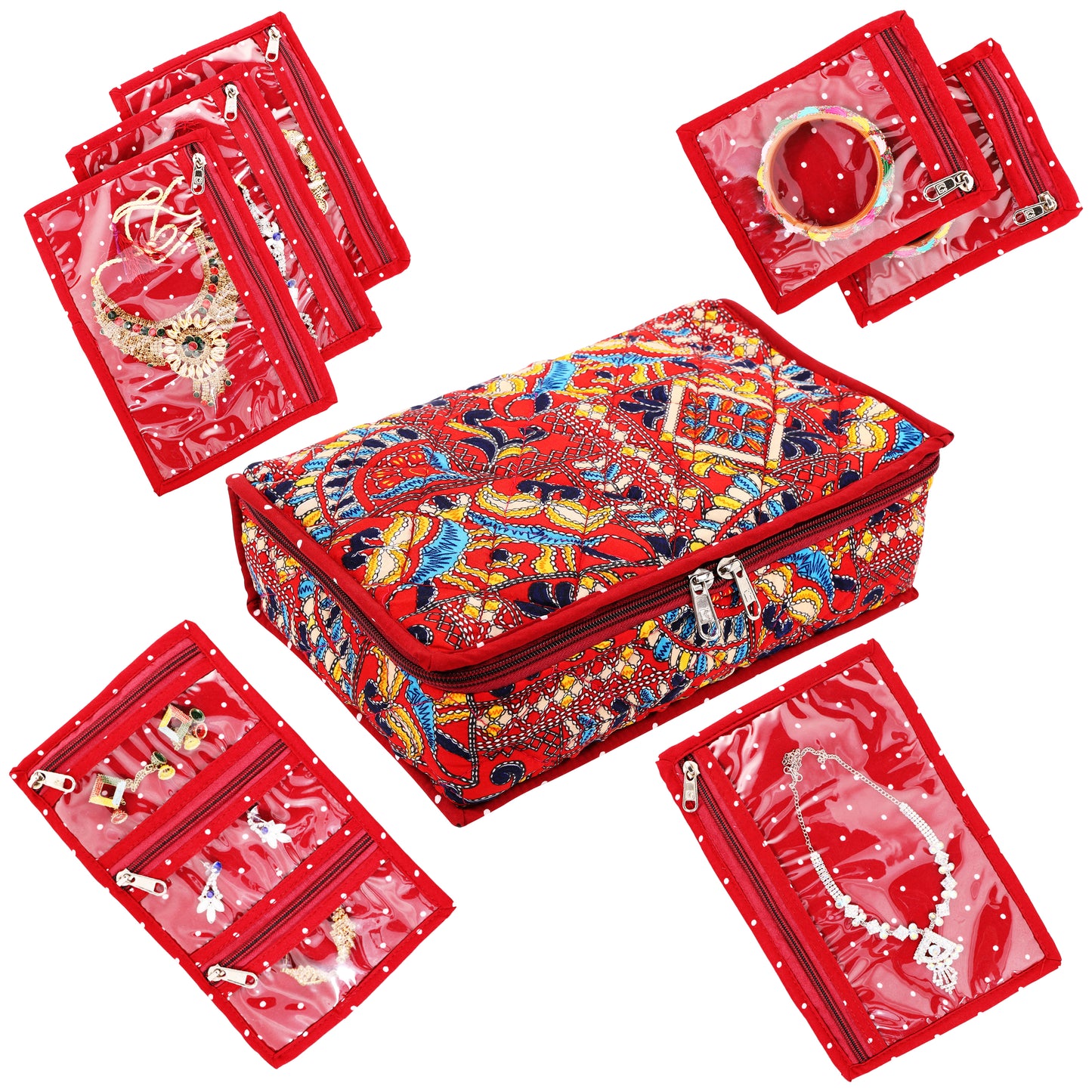 7 POCKET JAIPURI PRINT JEWELLERY KIT