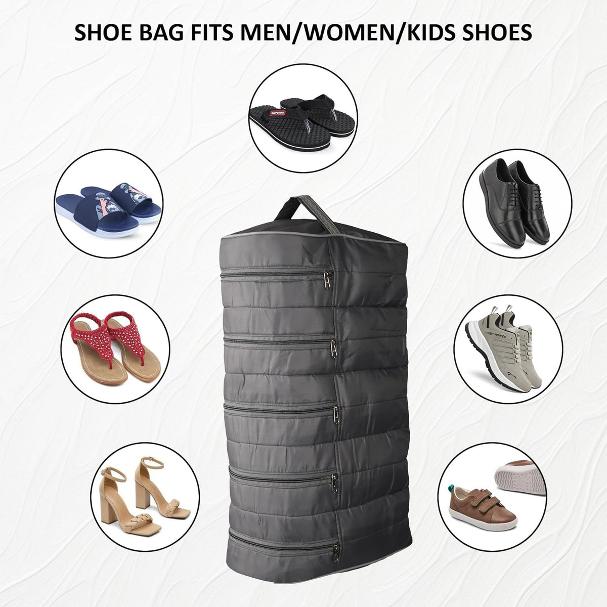 Mufasa 5 Rack Shoe Pouch | Foldable Travel Shoe Organizer with Handle | Dust Protection & Zip Closure