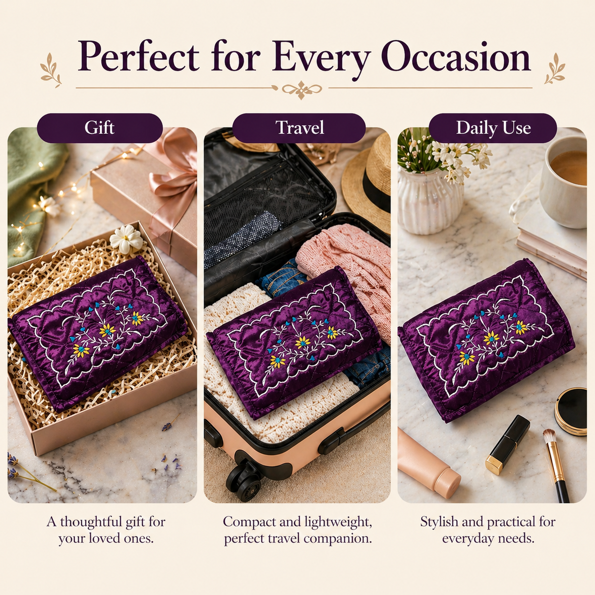 Mufasa Satin 7 Pocket Medium Jewellery Kit | Handcrafted Jewellery Organiser