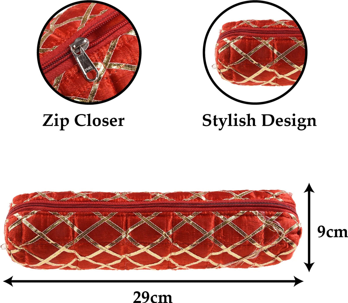 Mufasa Handicrafts Single Rod Bangle Pouch | Polyester Watch Organizer for Small Jewellery | Travelling Bracelets and Bangle Organizer with Zipper.