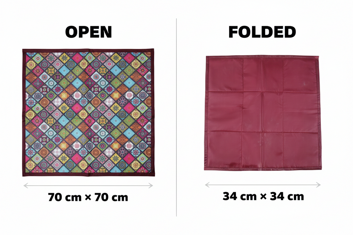 Mufasa Food Mat | Foldable Dining Mat | Waterproof & Reusable | 70 cm | Multicolor Patchwork Design