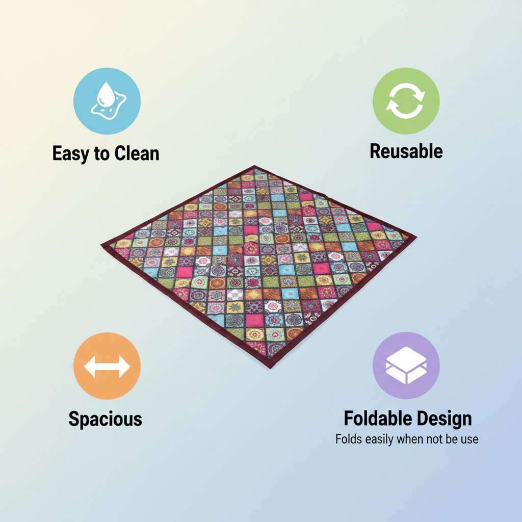 Mufasa Food Mat | Foldable Dining Mat | Waterproof & Reusable | 70 cm | Multicolor Patchwork Design