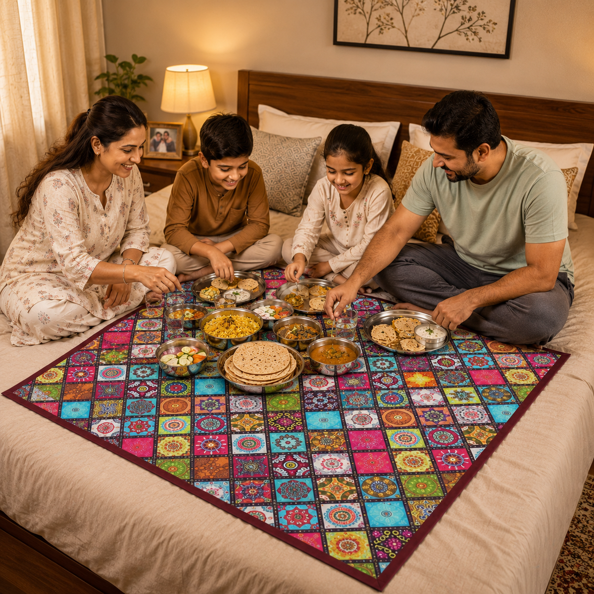 Mufasa Food Mat | Foldable Dining Mat | Waterproof & Reusable | 70 cm | Multicolor Patchwork Design