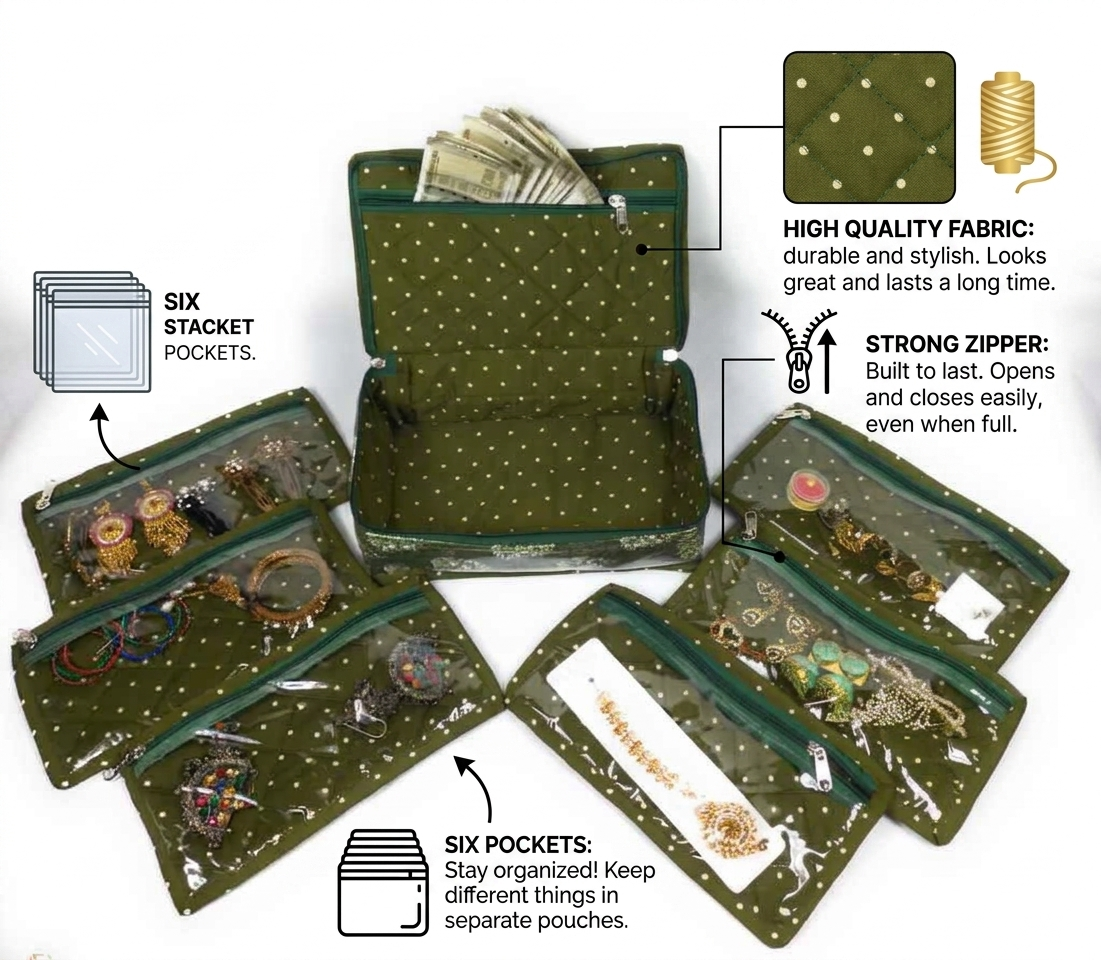 Jewellery Organiser with 7 Pockets